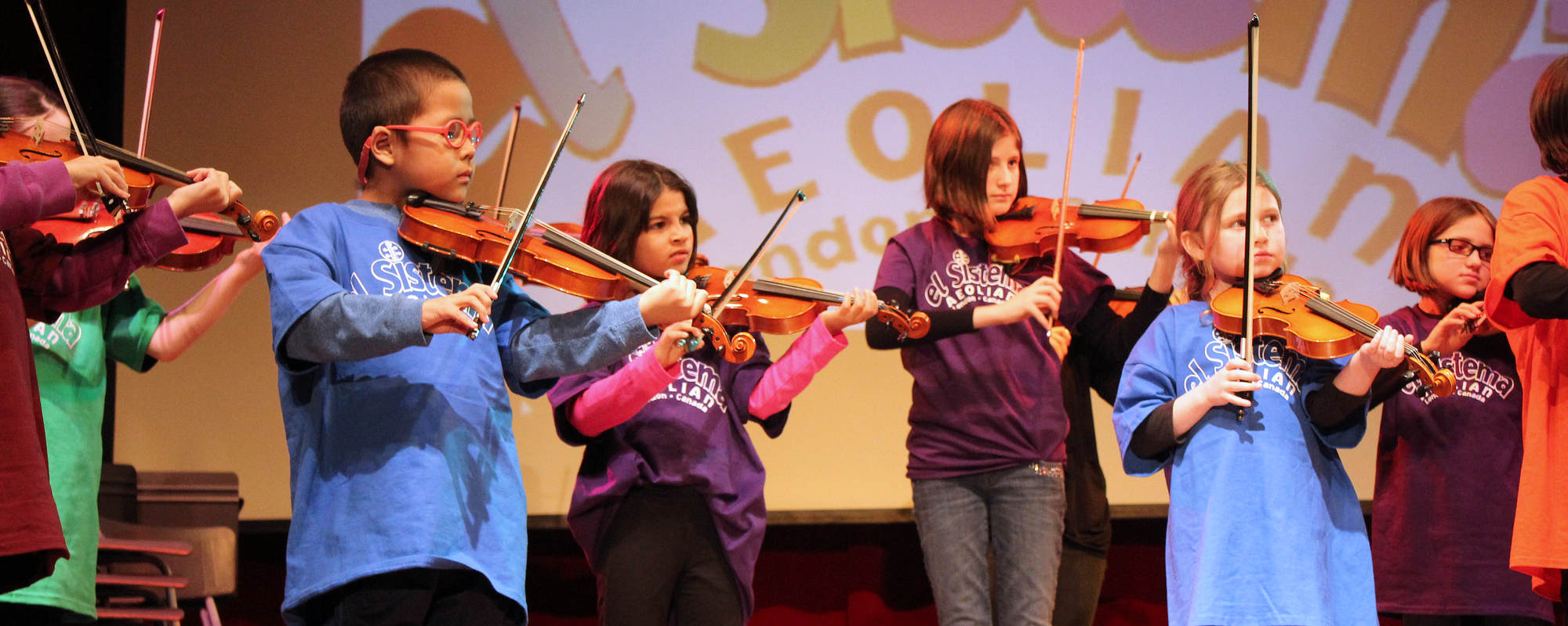 El Sistema at Aeolian Hall, London Ontario. Young musicians. A photo.